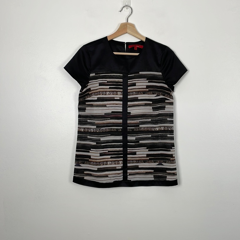 Narcisco Rodriguez for Design Nation top women XS sheer striped short cap sleeve